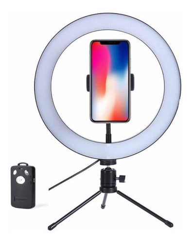 Super Combo: Ring Light 8'' + Tripé de Mesa + Suporte de Celular – Tudo o Que Você Precisa!