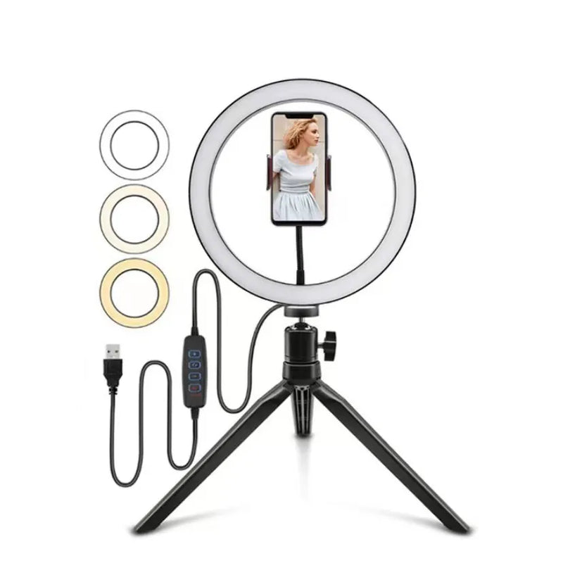 Super Combo: Ring Light 8'' + Tripé de Mesa + Suporte de Celular – Tudo o Que Você Precisa!